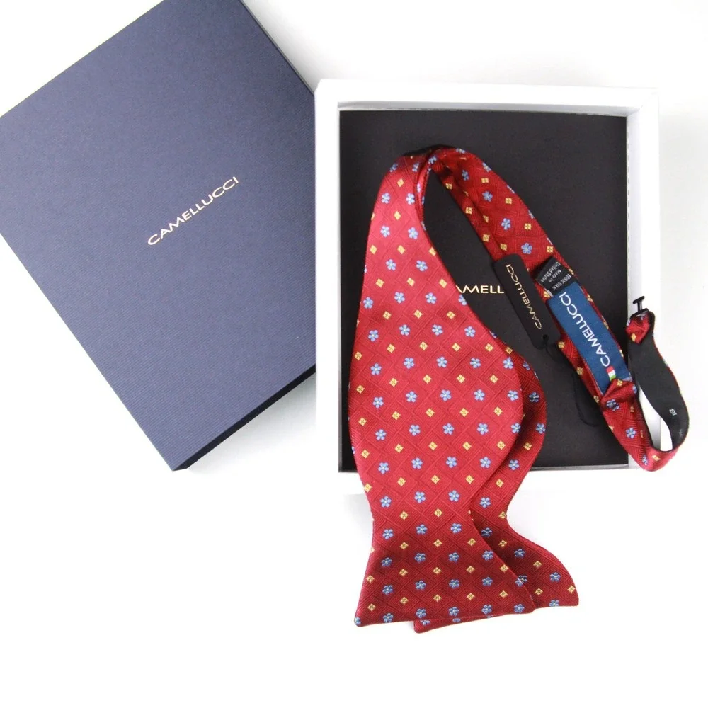 Men's Self-Tied Big‎ Butterfly Bow Tie Red Ornamental Pattern S717